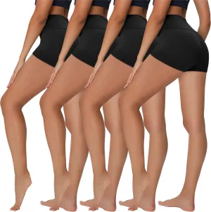 Sundwudu 4 Pack Biker Shorts for Women - 8”/5”/3” High Waist Tummy Control Summer Workout Shorts for Running Yoga Athletic