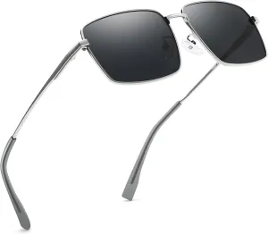 SUNGAIT Flat Top Square Sunglasses Men Retro Polarized Men's Eyewear Shades Wide Face Driving Sun Glasses UV400