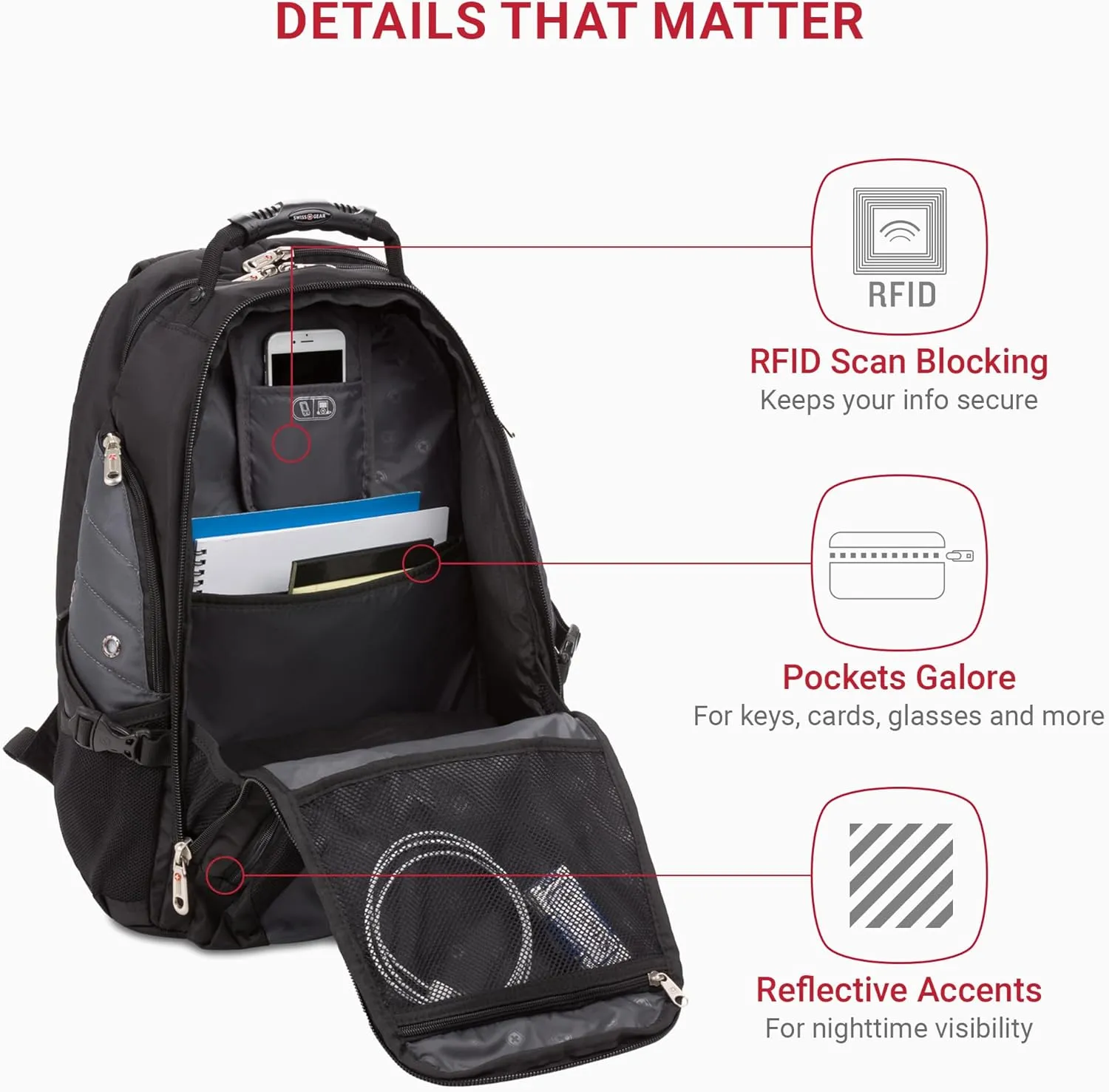 SwissGear 1900 Scansmart TSA 17 Laptop Backpack, Grey/Black, 19-Inch