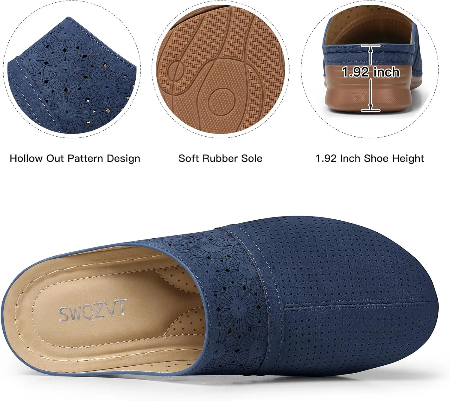 SWQZVT Clogs for Women Mules Slip-On: Closed Toe Clog - Comfortable Dressy Mule