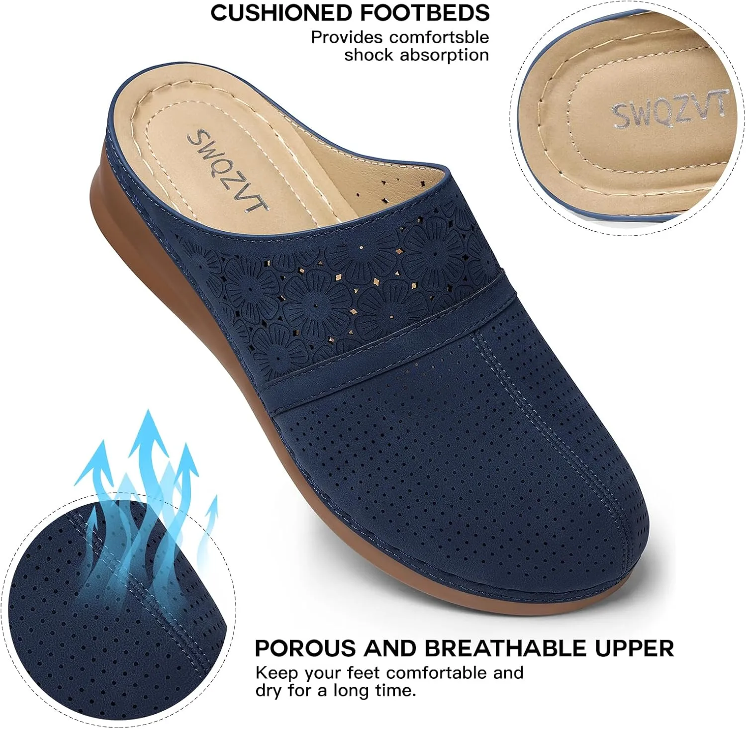 SWQZVT Clogs for Women Mules Slip-On: Closed Toe Clog - Comfortable Dressy Mule