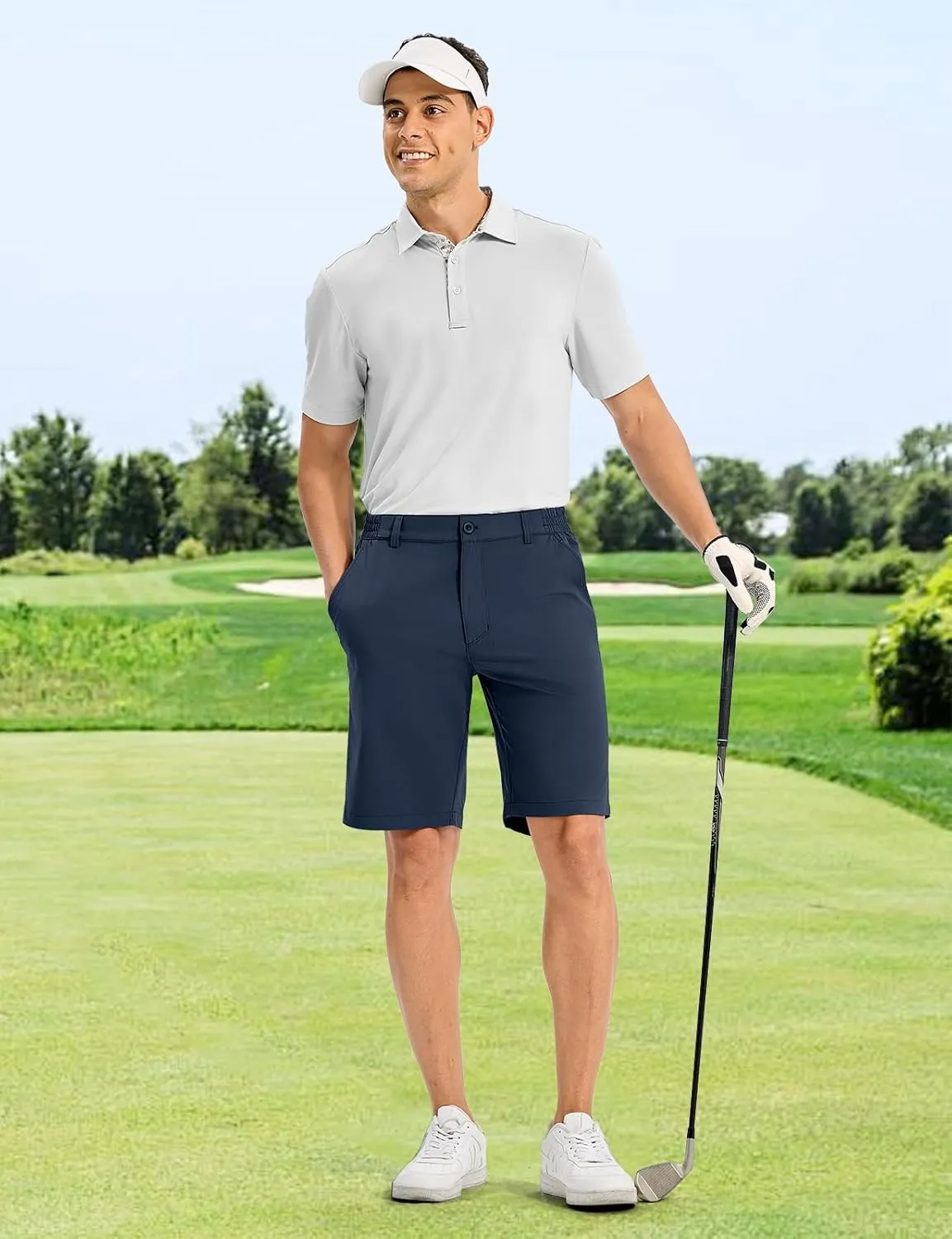 TBMPOY Men's Golf Shorts 10" Quick Dry Lightweight Stretch Dress for Flat Front Work Casual Hiking Shorts with 4 Pockets