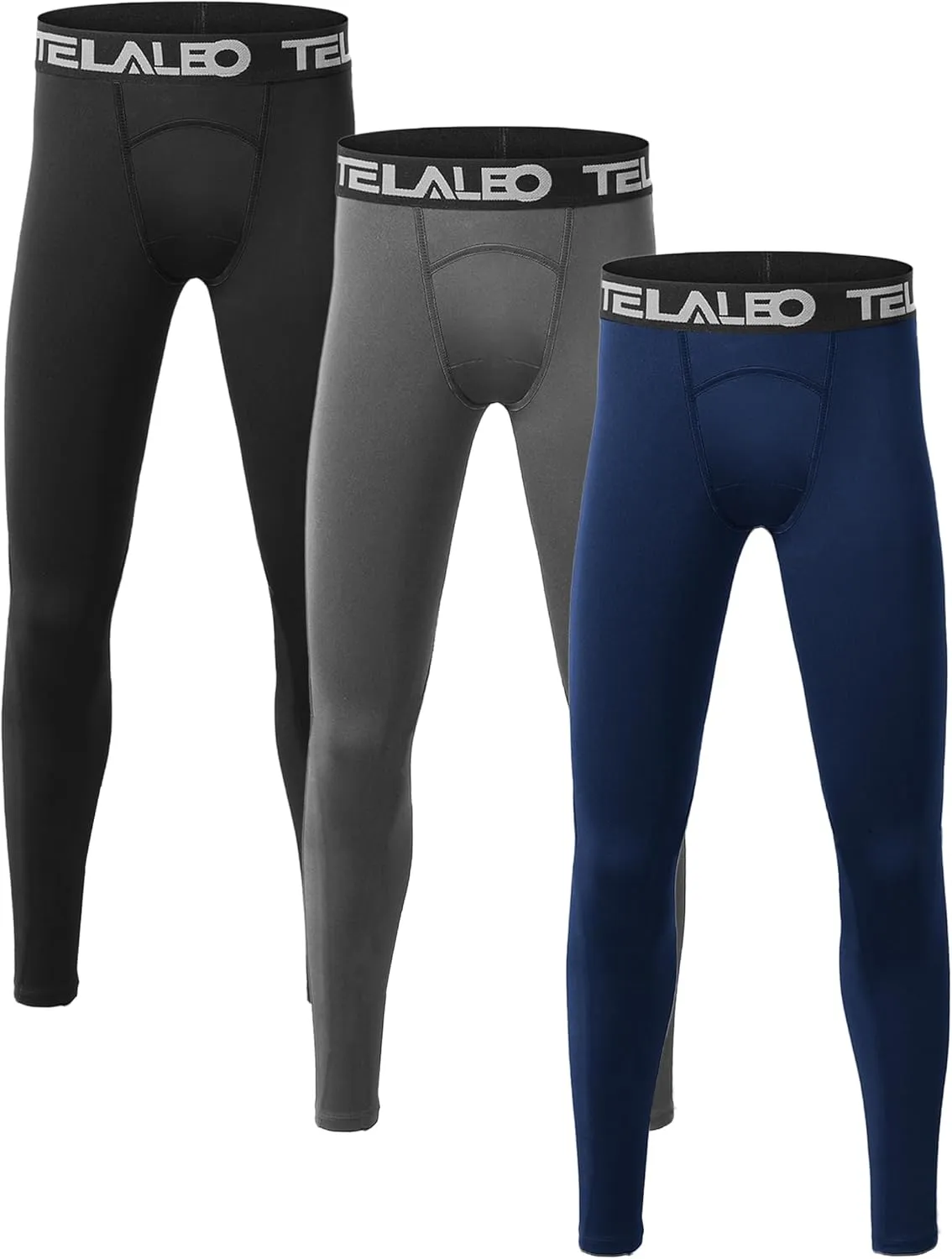 TELALEO 1/2/3/4 Pack Boys' Youth Compression Leggings Pants Tights Athletic Base Layer for Running Hockey Basketball