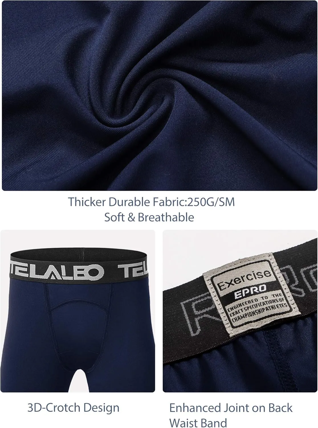 TELALEO 1/2/3/4 Pack Boys' Youth Compression Leggings Pants Tights Athletic Base Layer for Running Hockey Basketball