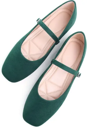 TN TANGNEST Leather Flats for Women Comfortable Square Toe Slip On Flats Soft Work Flats Retro Mary Jane Flats