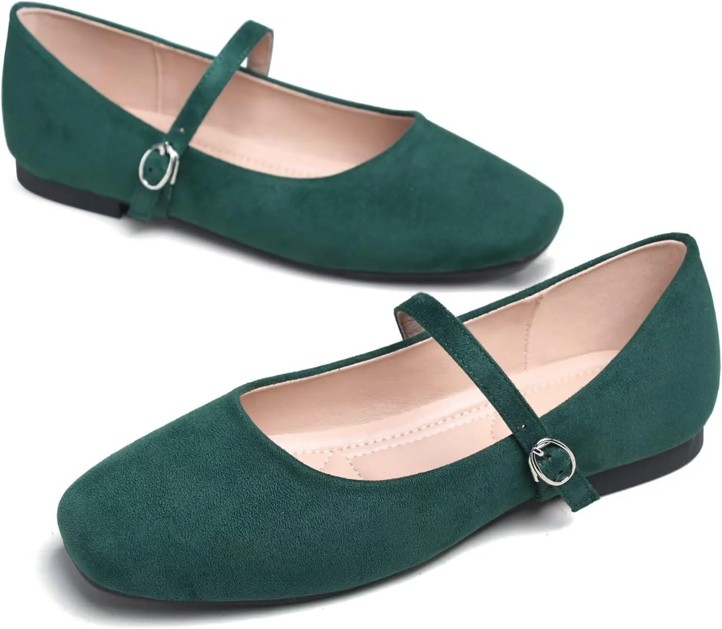 TN TANGNEST Leather Flats for Women Comfortable Square Toe Slip On Flats Soft Work Flats Retro Mary Jane Flats