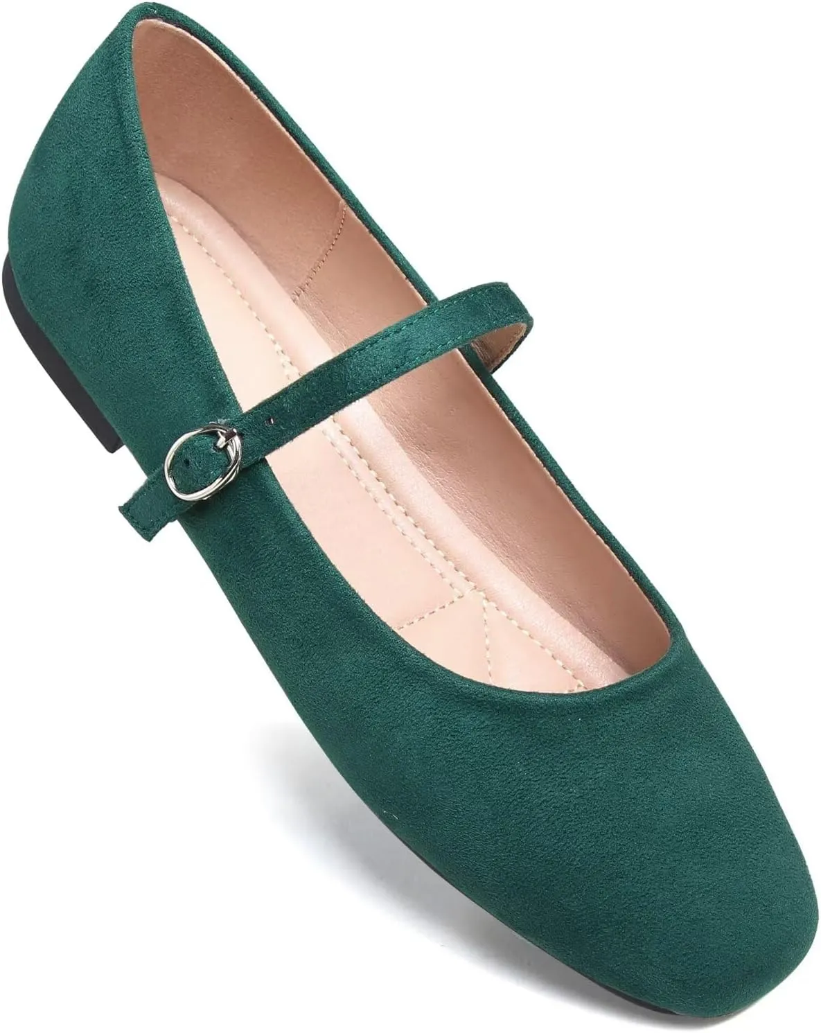 TN TANGNEST Leather Flats for Women Comfortable Square Toe Slip On Flats Soft Work Flats Retro Mary Jane Flats