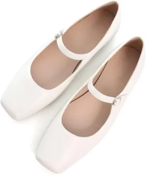 TN TANGNEST Leather Flats for Women Comfortable Square Toe Slip On Flats Soft Work Flats Retro Mary Jane Flats