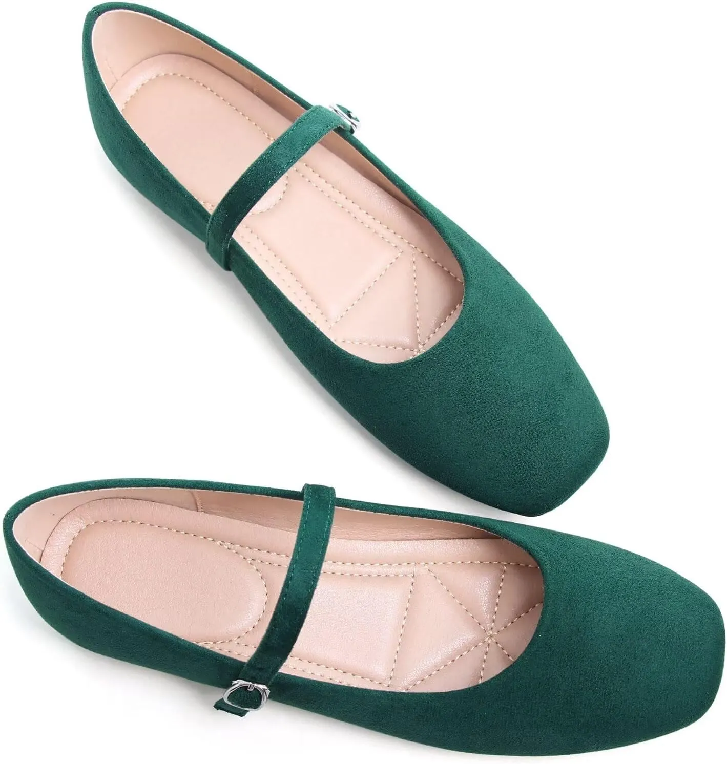 TN TANGNEST Leather Flats for Women Comfortable Square Toe Slip On Flats Soft Work Flats Retro Mary Jane Flats