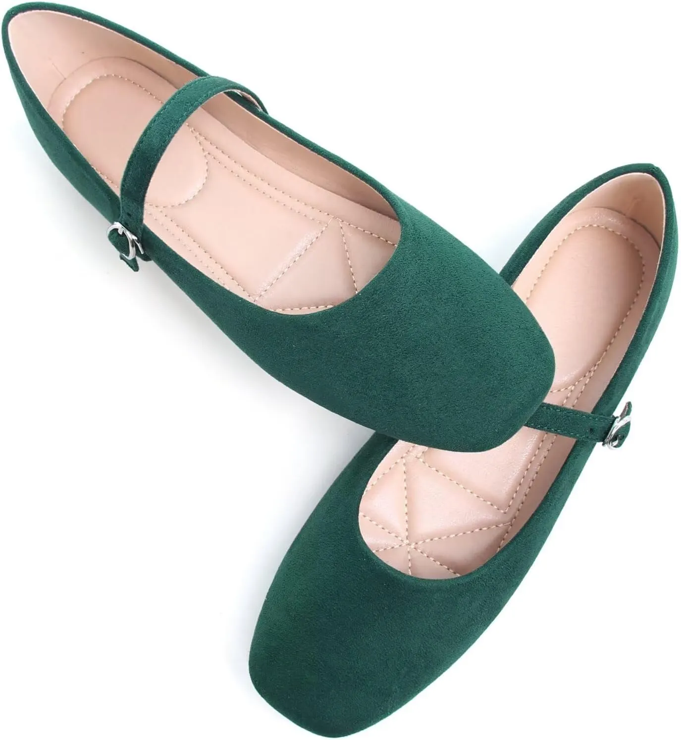 TN TANGNEST Leather Flats for Women Comfortable Square Toe Slip On Flats Soft Work Flats Retro Mary Jane Flats