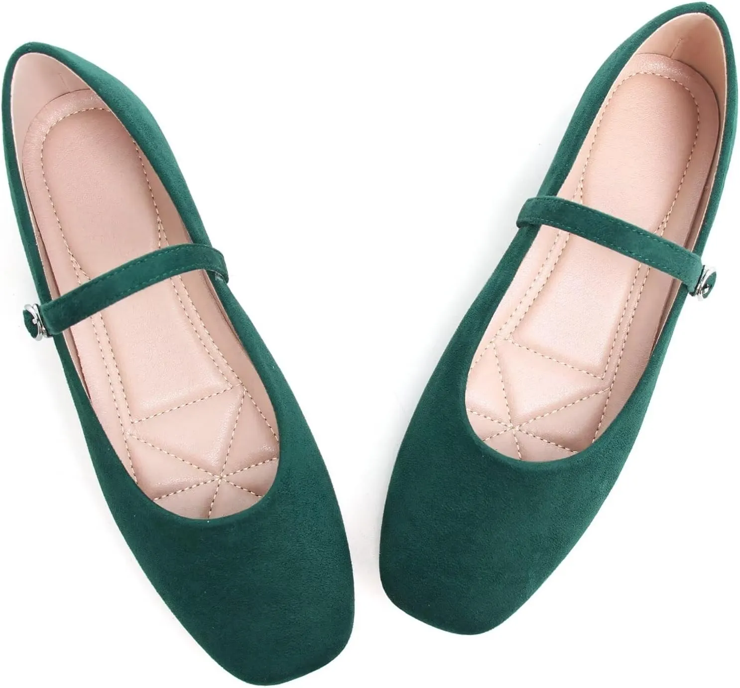 TN TANGNEST Leather Flats for Women Comfortable Square Toe Slip On Flats Soft Work Flats Retro Mary Jane Flats