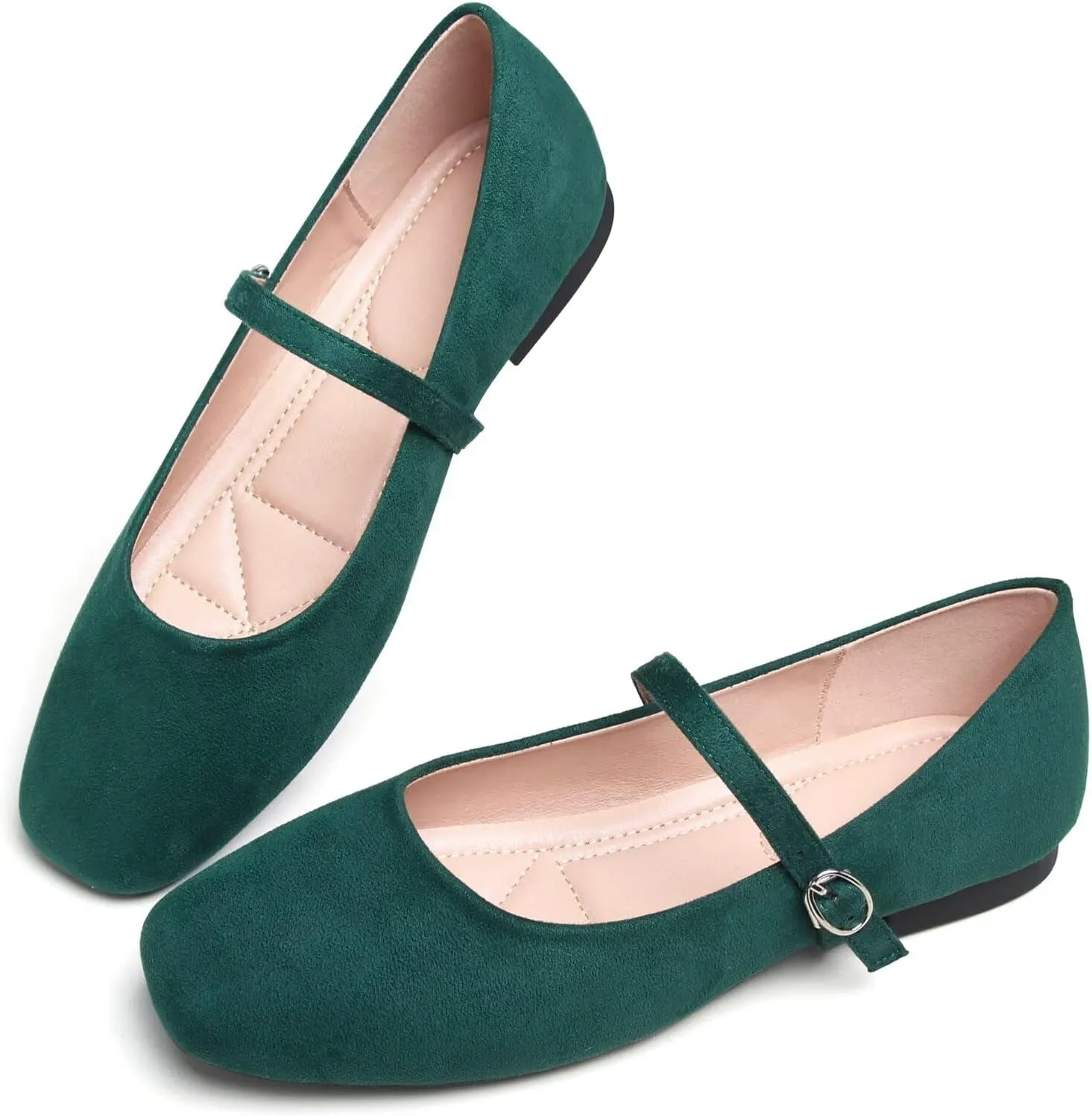 TN TANGNEST Leather Flats for Women Comfortable Square Toe Slip On Flats Soft Work Flats Retro Mary Jane Flats