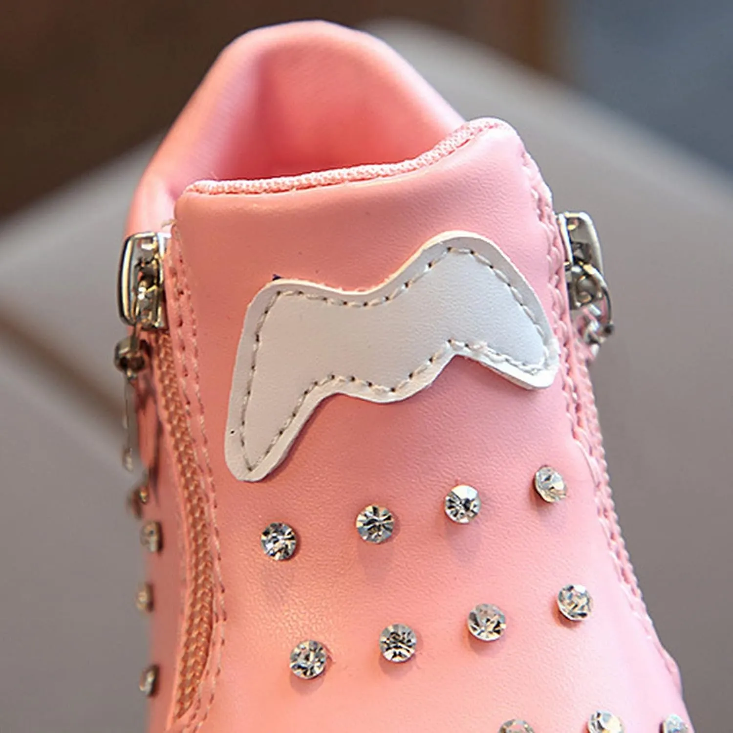 Toddler Glitter Sneaker Side Zipper Light Up Sport Shoes Baby Boys Girls Open Toe Soft Sole Light Loafers Non Slip
