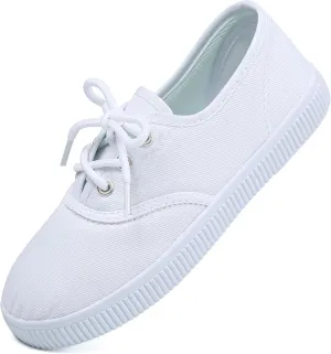Toddler Kids White Canvas Shoes for Boys Girls Sneakers Slip-on Comfortable Fashion Light Weight Skin-Friendly Causal Running Tennis Shoes (Toddle/Little Kids/Big Kids)