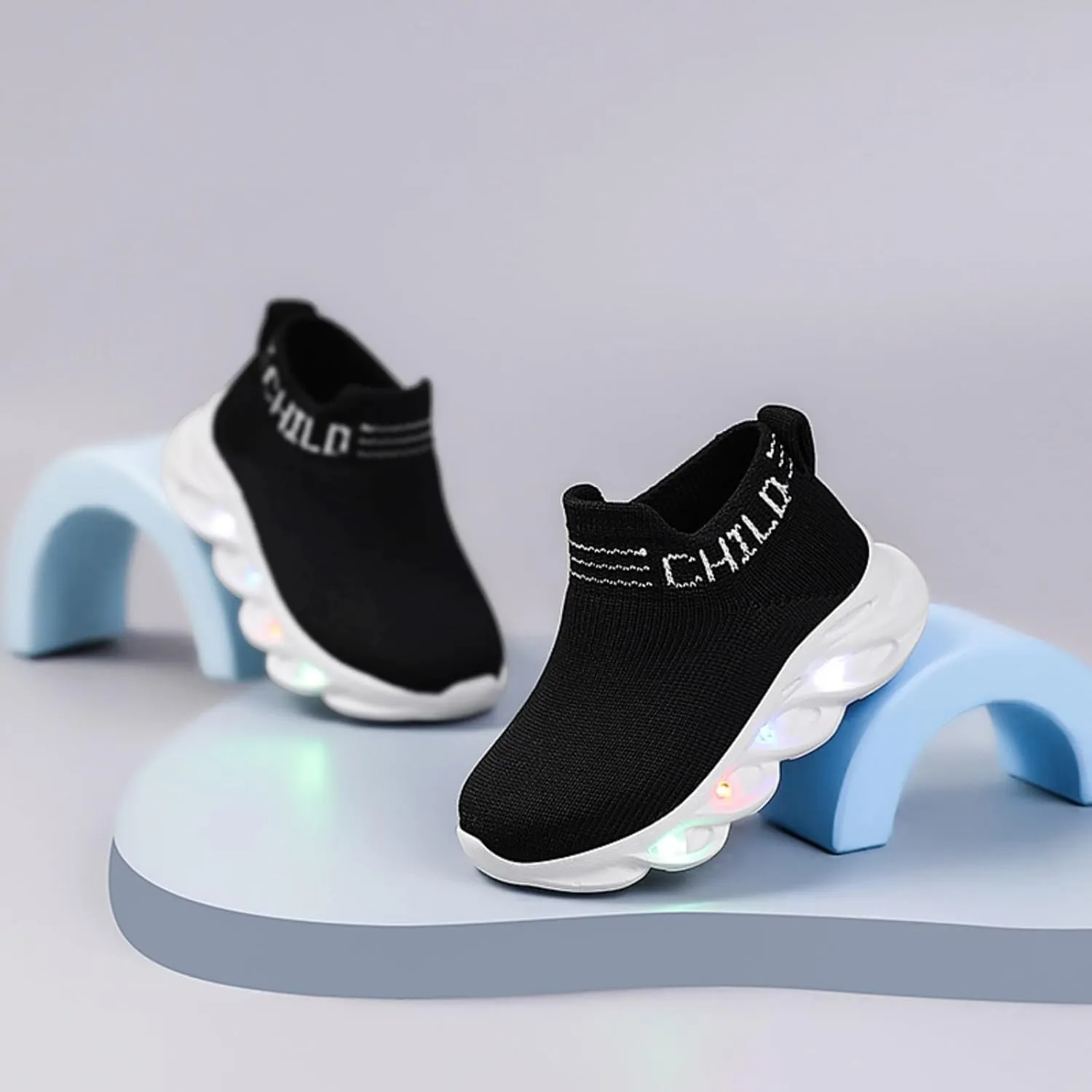 Toddler Light Up Shoes Little Kids Led Sneaker Breathable First Walking Athletic Casual Mesh Boys Girls Shoe