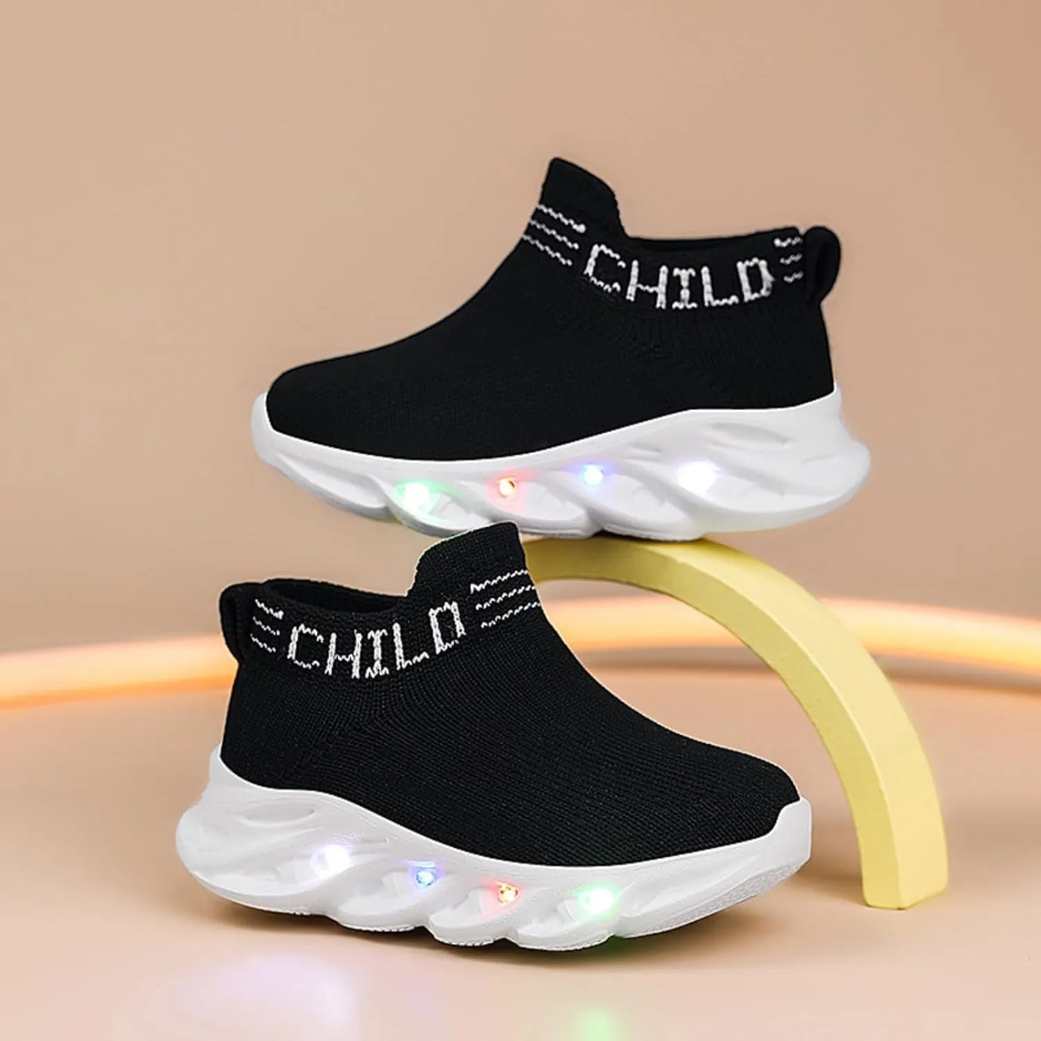 Toddler Light Up Shoes Little Kids Led Sneaker Breathable First Walking Athletic Casual Mesh Boys Girls Shoe