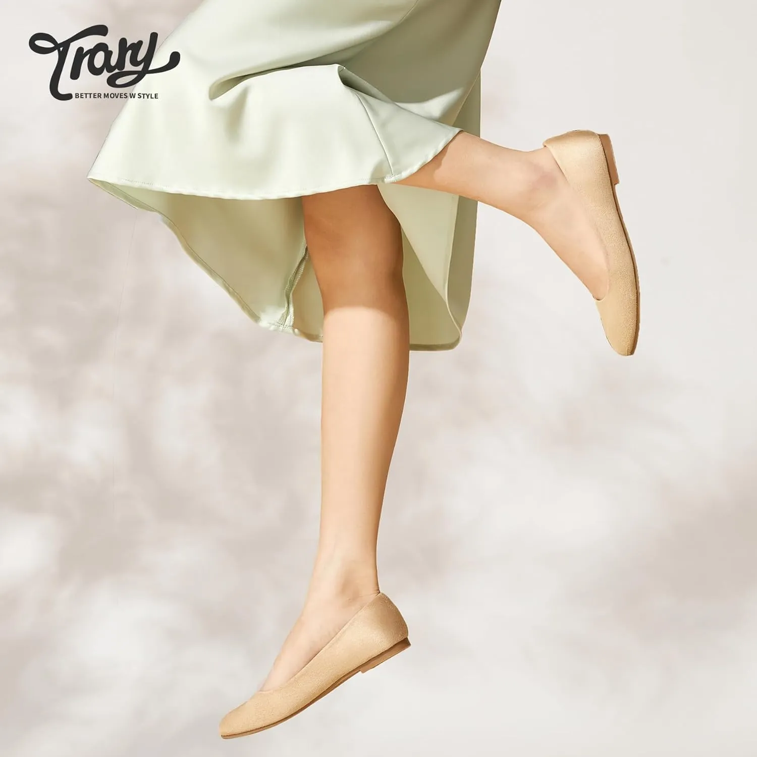 Trary Flats for Women Dressy Comfortable, Ballet Flat,Black Nude Flats Shoes