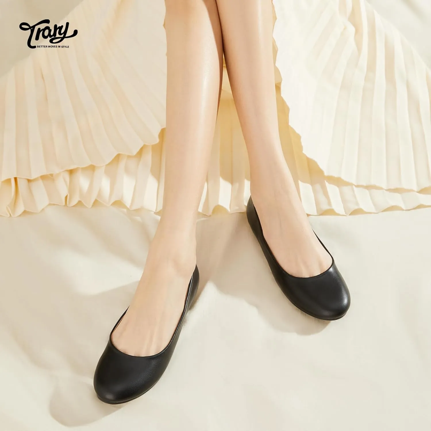 Trary Flats for Women Dressy Comfortable, Ballet Flat,Black Nude Flats Shoes