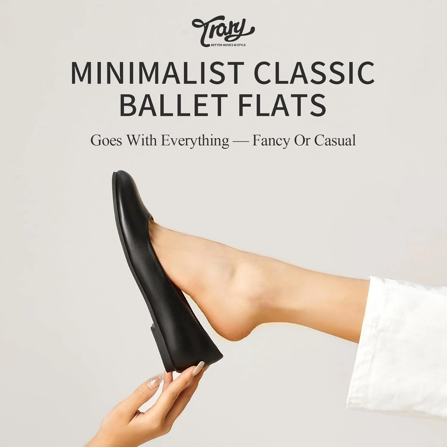 Trary Flats for Women Dressy Comfortable, Ballet Flat,Black Nude Flats Shoes