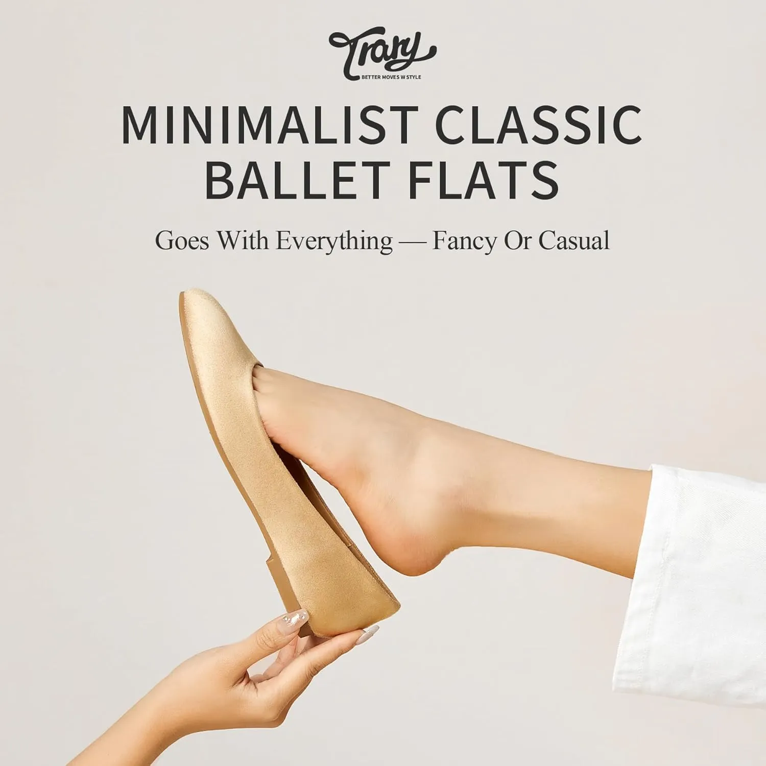 Trary Flats for Women Dressy Comfortable, Ballet Flat,Black Nude Flats Shoes