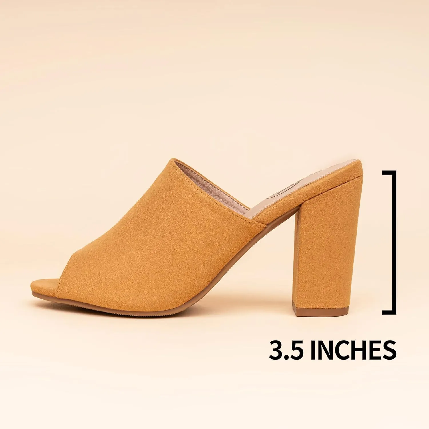 Trary Heels Sandals for Women, Women's Chunky Block High Heels Open Toe Heels Sandals Slip on Mules Comfortable Casual Dressy Black White Pink Brown Pumps