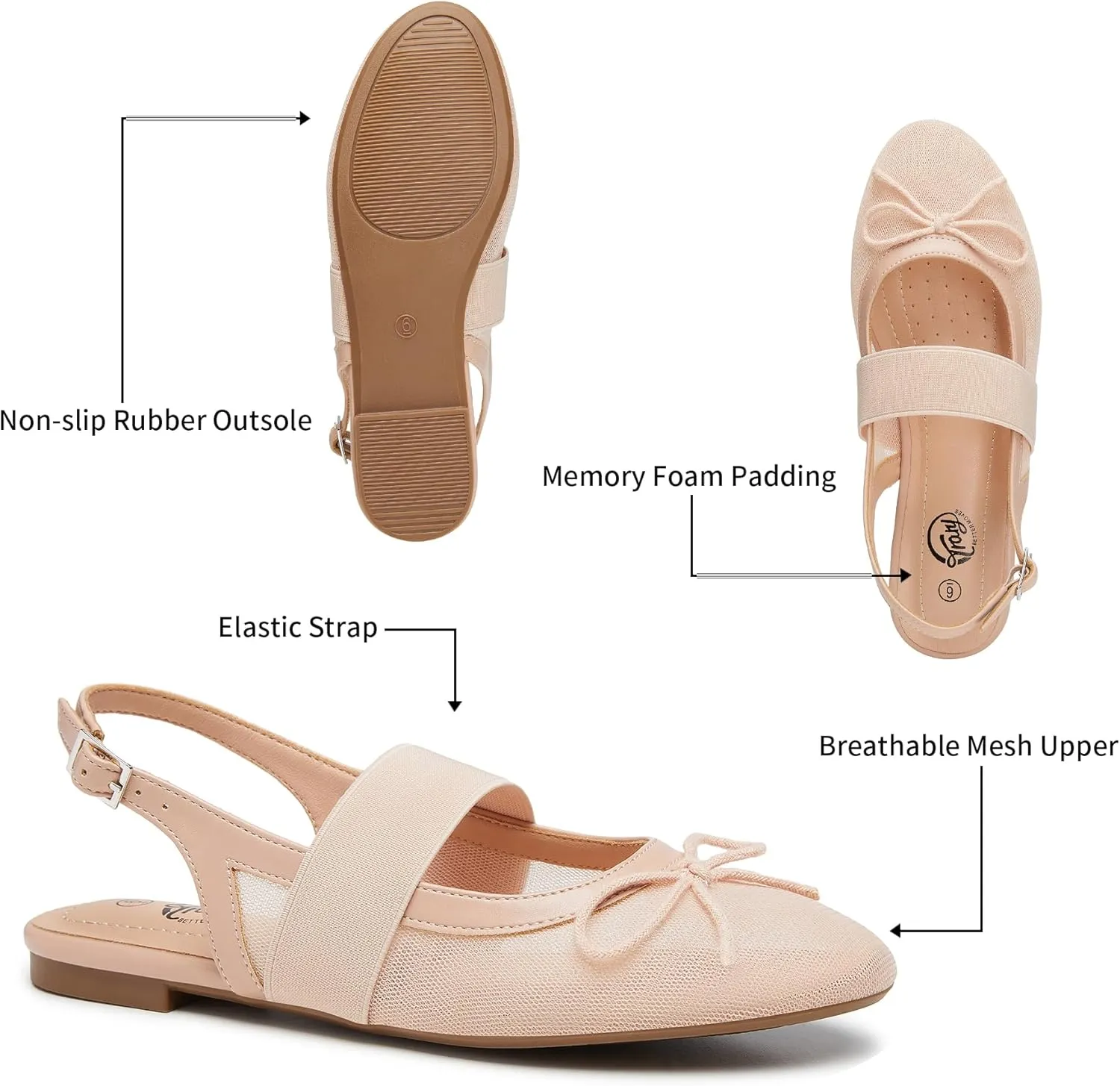Trary Mary Jane Ballet Flats, Black Flats for Women, Ankle Strap Dressy Comfortable Flats