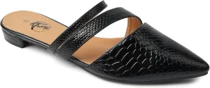Trary Women's Pointy Toe Slidess for Women,Flat Mule Slides,Slip On Shoes