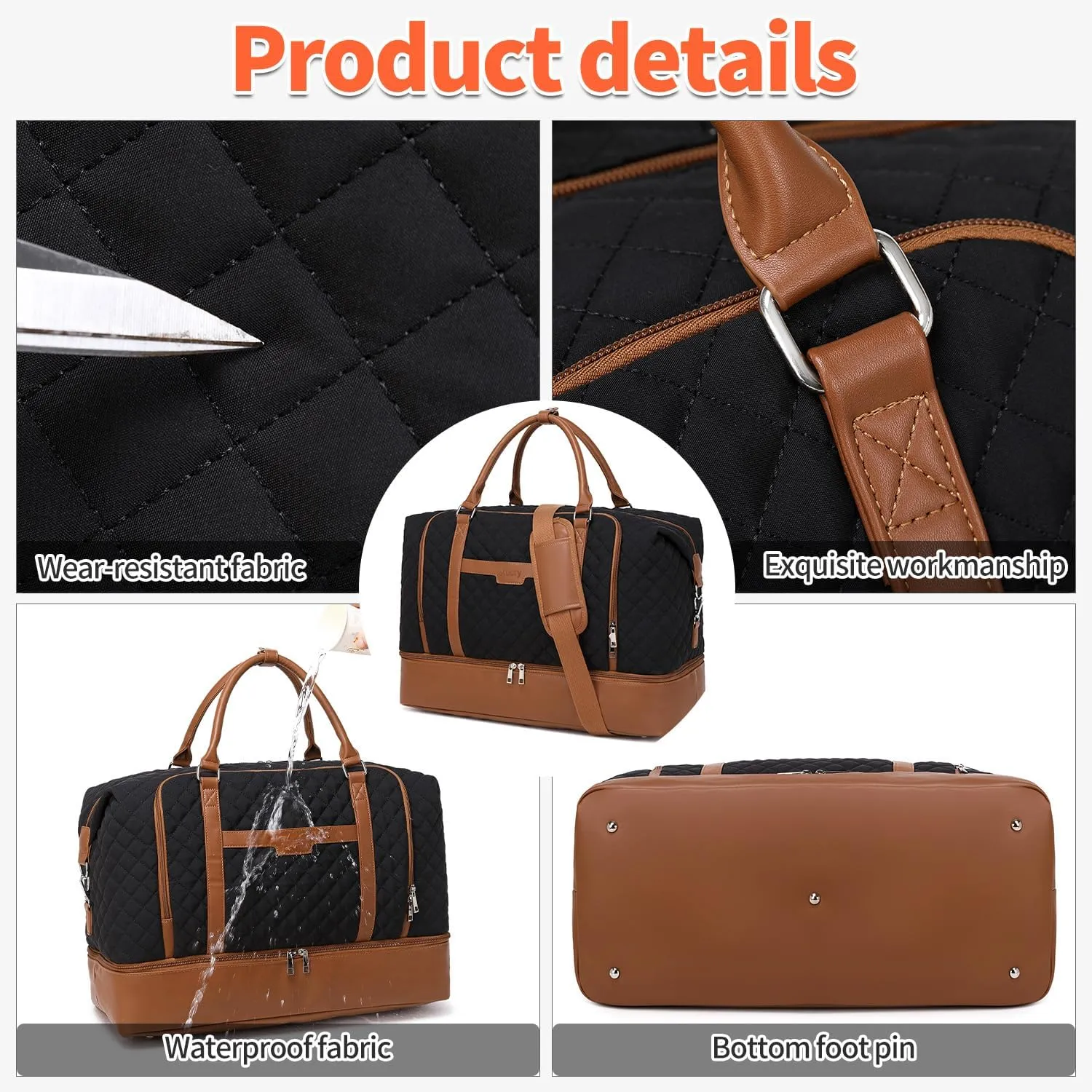 Travel Bag for Women: 21" Large Weekender Bags for Women with Shoe Compartment & Toiletry Bags, 3PCS Overnight Duffel Tote for Carry on Weekend Travel Business Trip Airplane Traveling, Gym