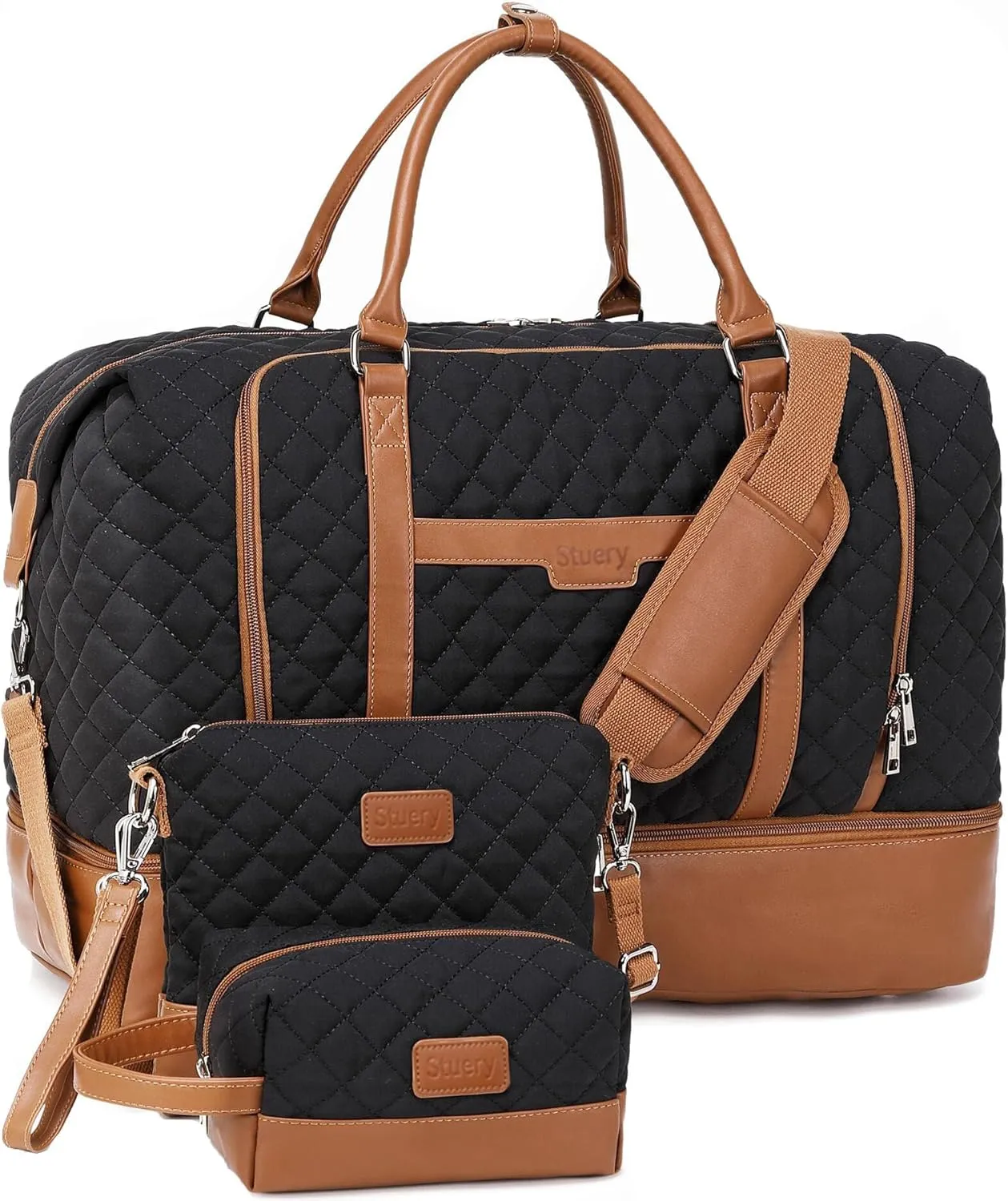 Travel Bag for Women: 21" Large Weekender Bags for Women with Shoe Compartment & Toiletry Bags, 3PCS Overnight Duffel Tote for Carry on Weekend Travel Business Trip Airplane Traveling, Gym