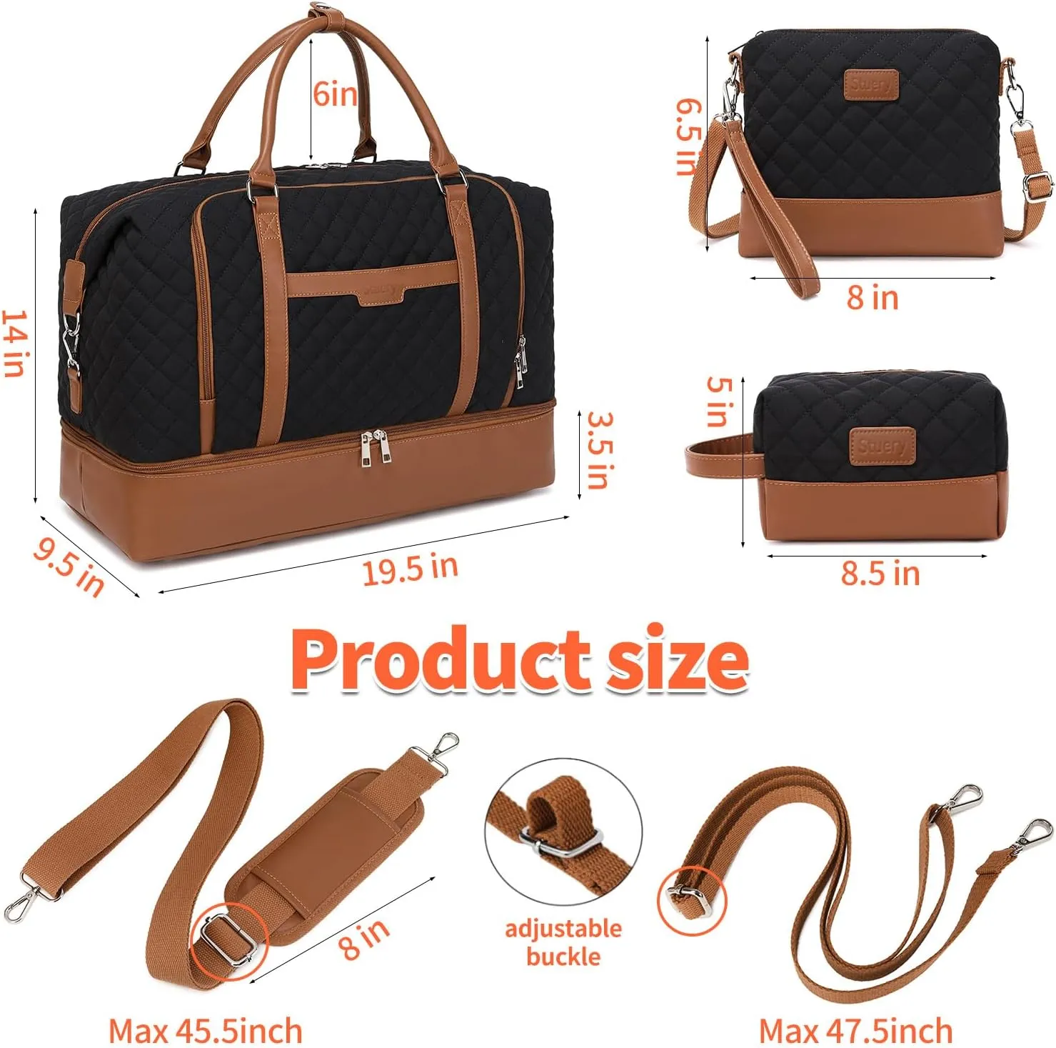Travel Bag for Women: 21" Large Weekender Bags for Women with Shoe Compartment & Toiletry Bags, 3PCS Overnight Duffel Tote for Carry on Weekend Travel Business Trip Airplane Traveling, Gym