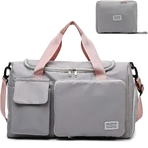Travel Bag, Large Capacity Folding Travel Bag, Sports Gym Bag with Wet Pocket & Shoes Compartment, Foldable Travel Duffel Bag, Weekender Overnight Bag for Women and Man