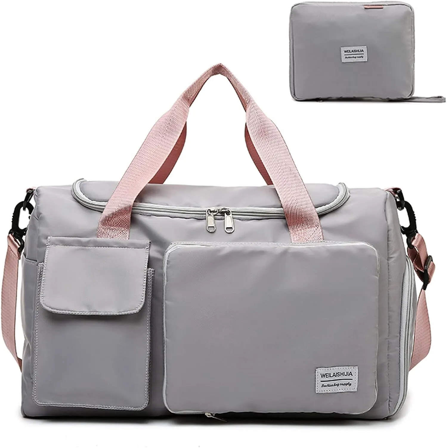 Travel Bag, Large Capacity Folding Travel Bag, Sports Gym Bag with Wet Pocket & Shoes Compartment, Foldable Travel Duffel Bag, Weekender Overnight Bag for Women and Man