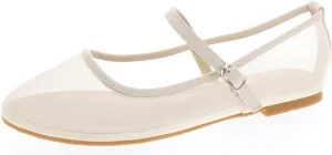 TruFox Women's Mesh Ballet Flats Buckle Strap Comfortable Ballerina Shoes Flats