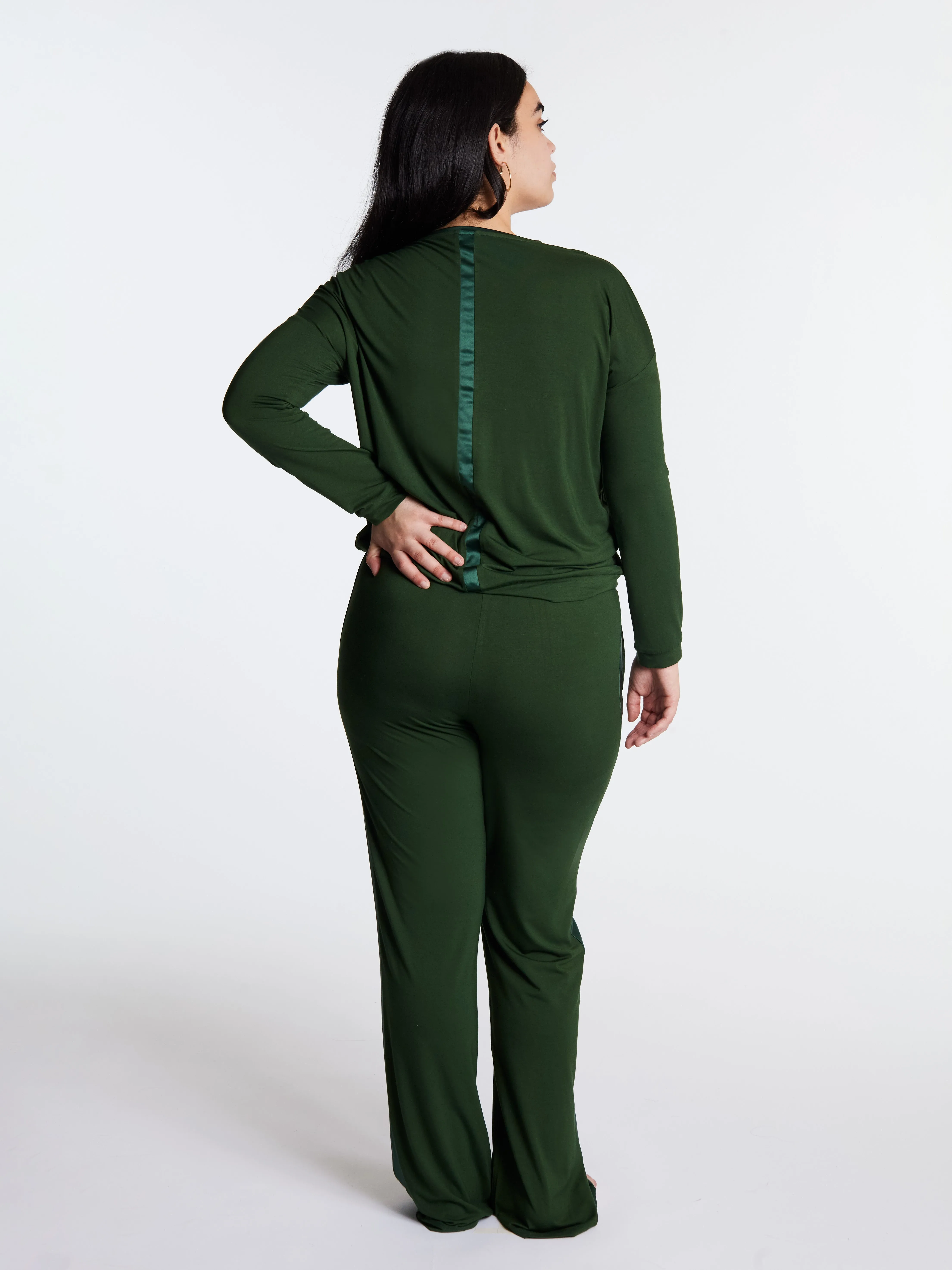 Tuxedo striped lounge pants with muffin-free waistband & pockets, Bamboo