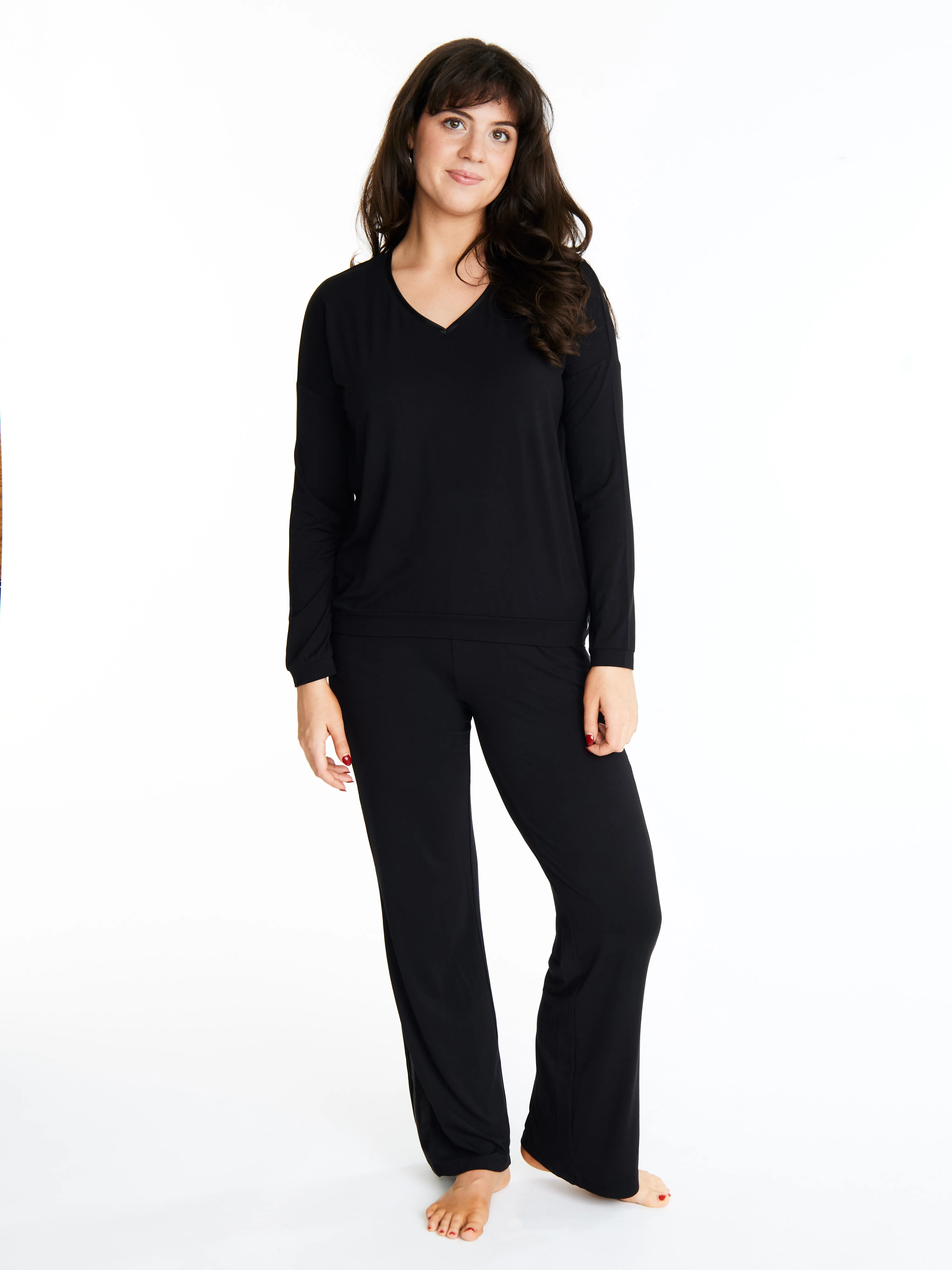 Tuxedo striped lounge pants with muffin-free waistband & pockets, Bamboo