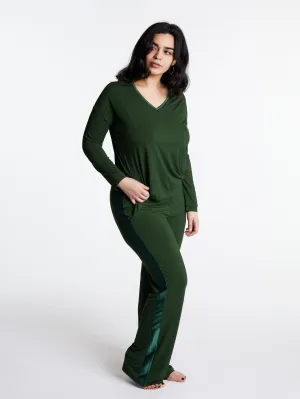 Tuxedo striped lounge pants with muffin-free waistband & pockets, Bamboo