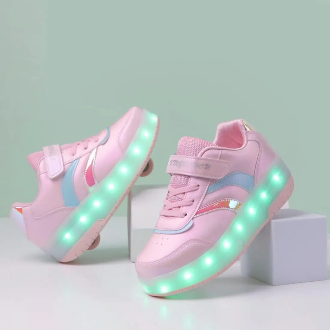 Ufatansy Roller Shoes Girls Boys Sneakers with Wheels Roller Skate Shoes USB Charging with LED Light Up Footwear Skates for Beginner Trainers Kids Lightweight Breatheable Shoe