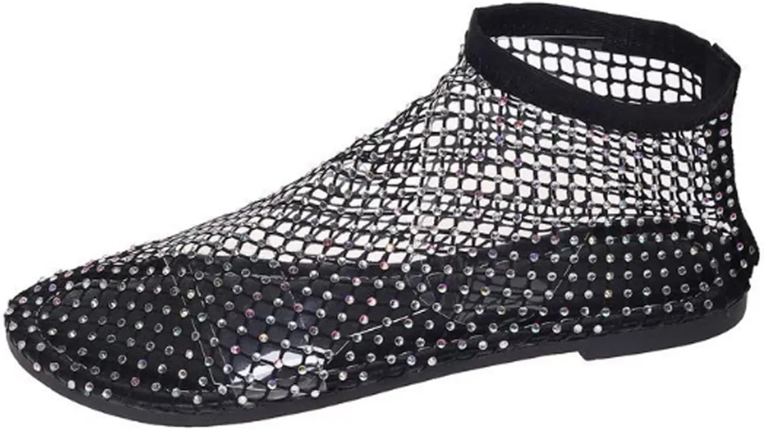 Ultra Comfortable Shiny Gem Mesh Flats Shiny Stylish Flats Sparkle Shoes Comfortable Low Heel Slip On Sandals