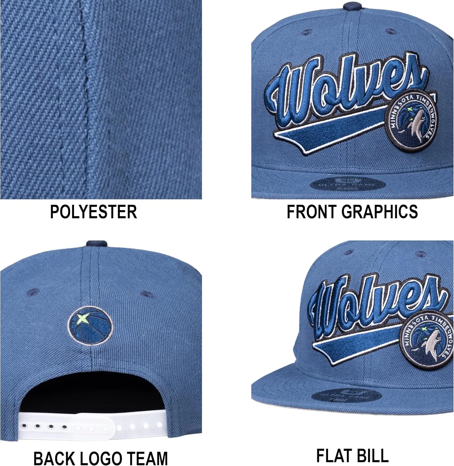 Ultra Game Men's NBA Official Snap Back 3D Embroidered Team Logo Baseball Cap Hat