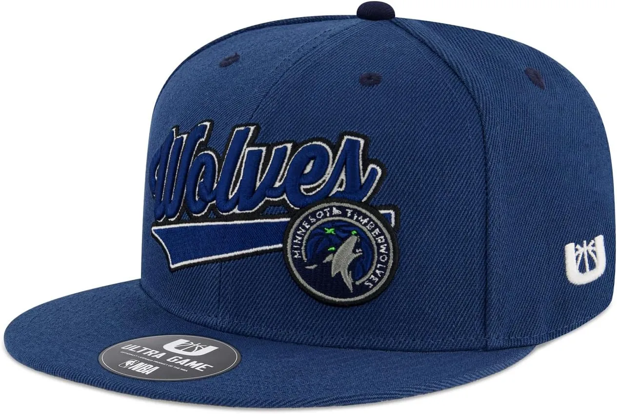Ultra Game Men's NBA Official Snap Back 3D Embroidered Team Logo Baseball Cap Hat