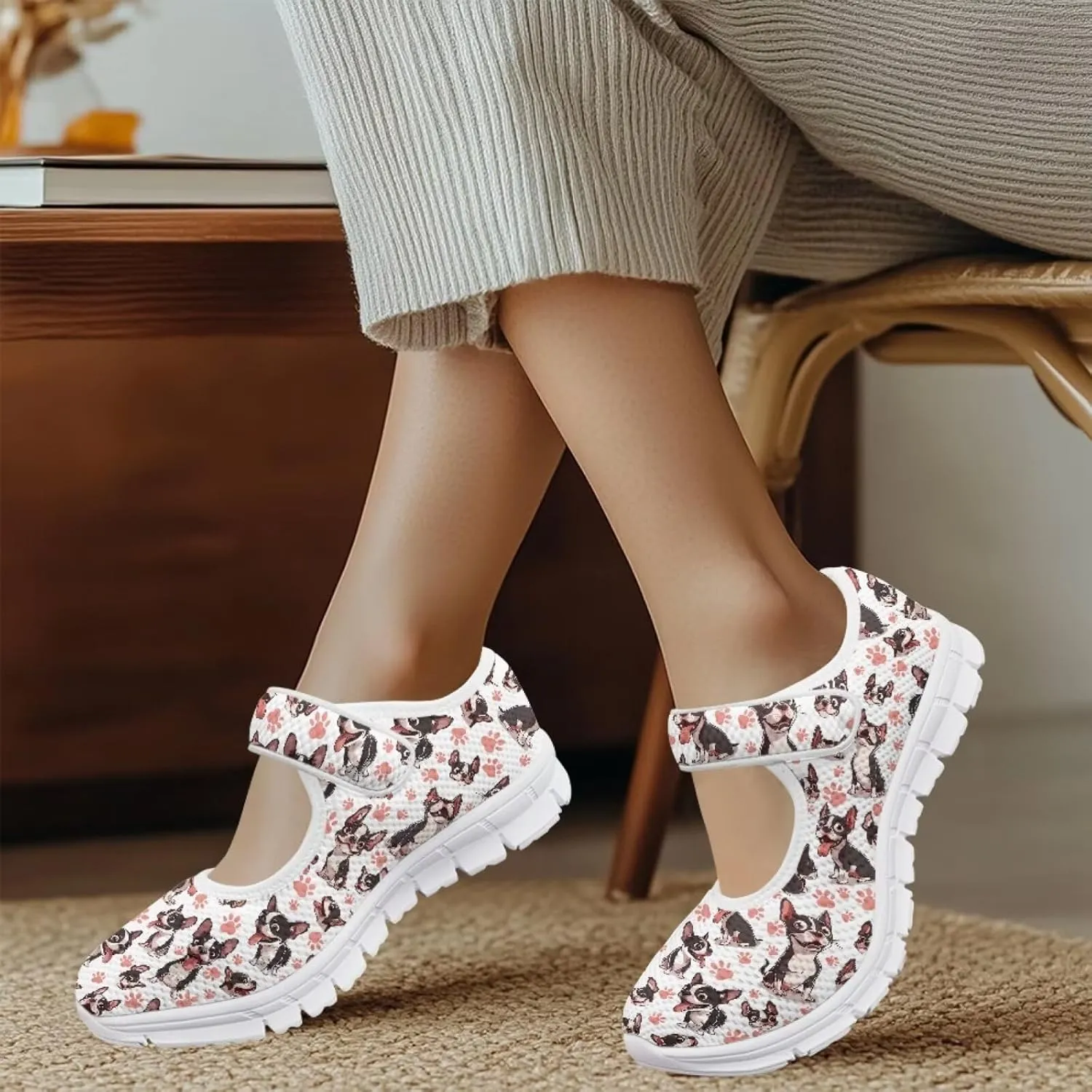 UNICEU Women's Mesh Flat Shoes Casual Low Top Mary Jane Shoes Dressy Shoes Anti Slip Breathable Athletic Shoes Comfortable Footwear