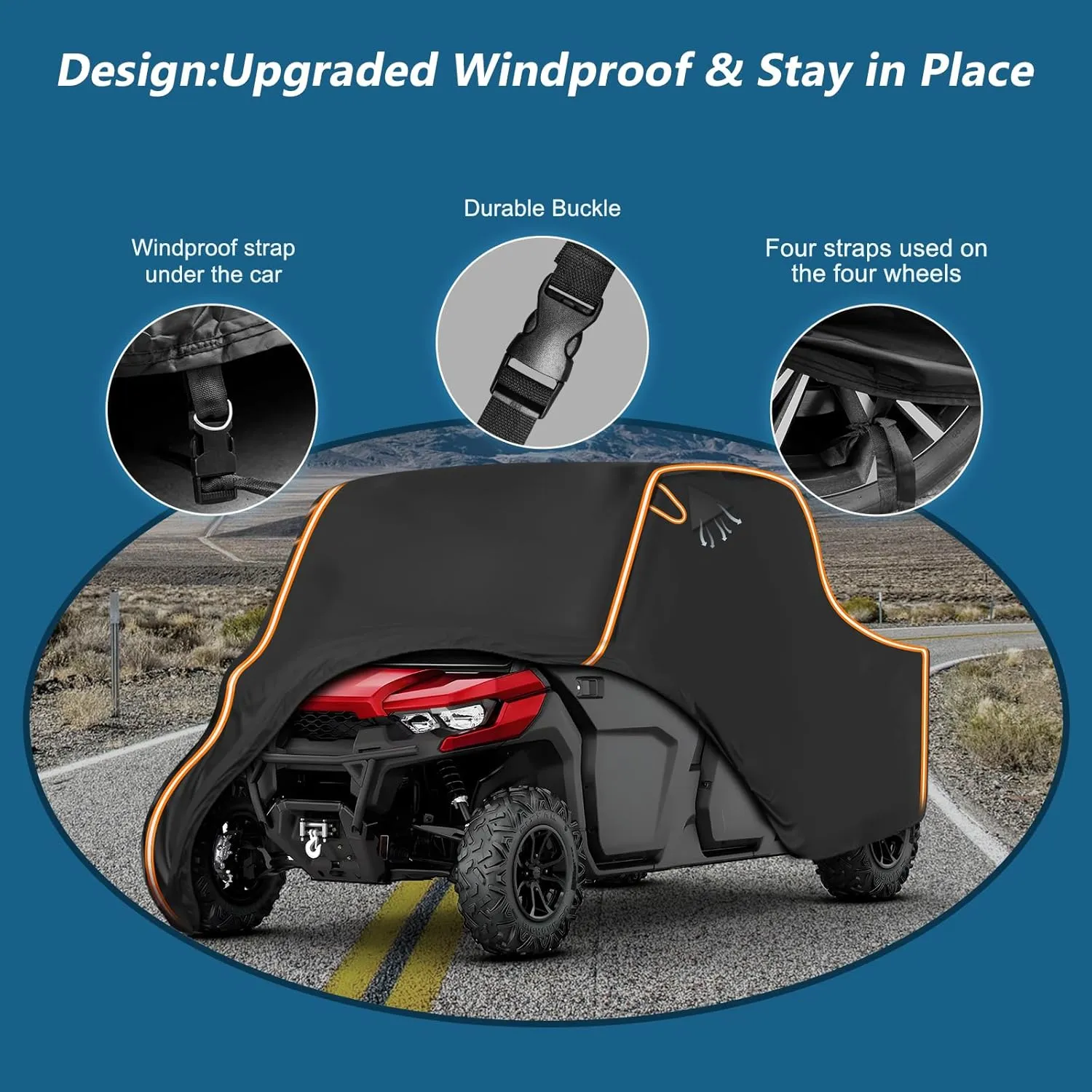 UTV Cover 4-6 Seater for Can-Am Defender/Polaris RZR/Yamaha YXZ/Kawasaki/Mule Teryx Large 159" x 68" x 77" UTV Cover Windproof Heavy Duty Waterproof Protection