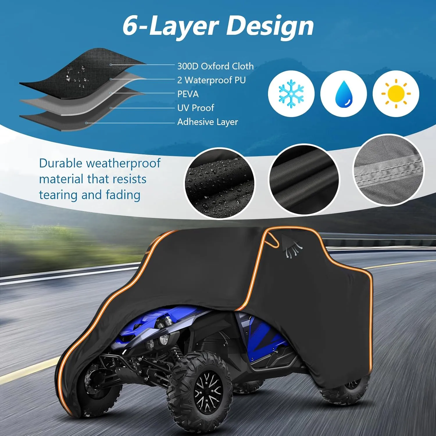 UTV Cover 4-6 Seater for Can-Am Defender/Polaris RZR/Yamaha YXZ/Kawasaki/Mule Teryx Large 159" x 68" x 77" UTV Cover Windproof Heavy Duty Waterproof Protection