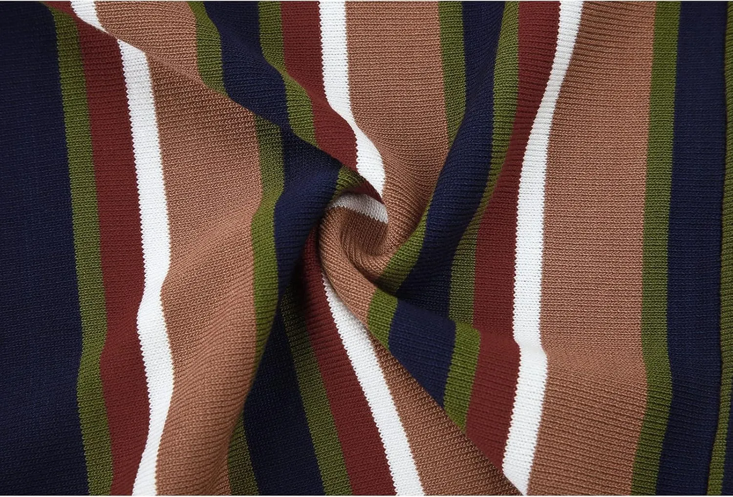 V VALANCH Men's Long/Short Sleeve Knitted Shirts Button Down Vintage Vercital Stripe Camp Collar Polo Shirt