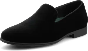 Vance Mens Giovanni Venetian Dress Loafer Black Velour Black Faux Patent Leather Almond-Toe 6mm Vance Comfort System Insole Black Velour 10 Medium Mens US