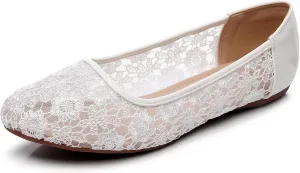 VenusCelia Women's Serenity Breathable Lace Upper Flat