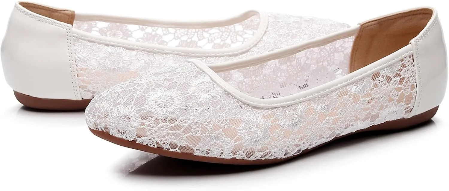 VenusCelia Women's Serenity Breathable Lace Upper Flat