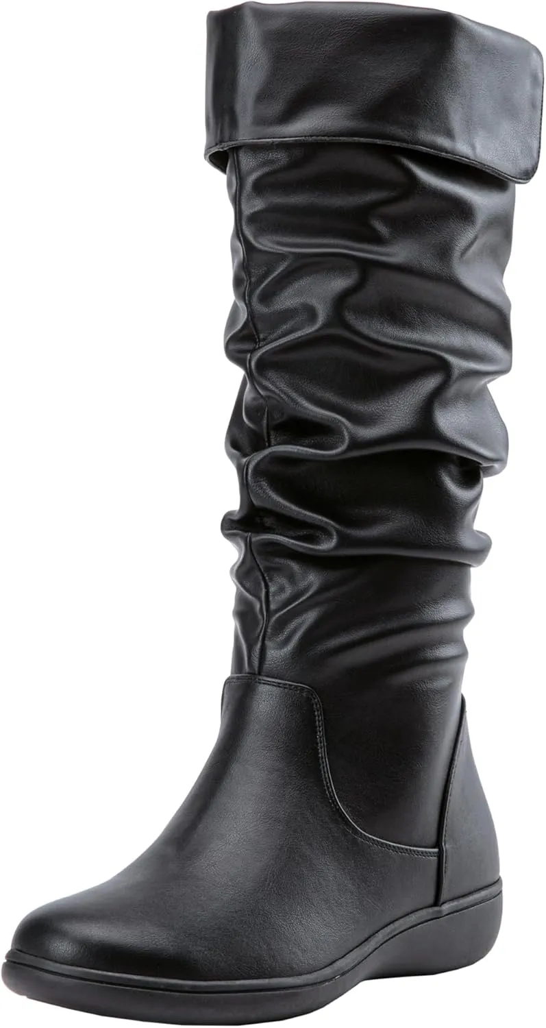 Vepose Women's Knee High Comfortable Boots Suede Slouch Flat Boots for Women