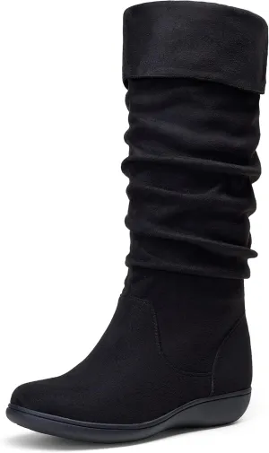 Vepose Women's Knee High Comfortable Boots Suede Slouch Flat Boots for Women