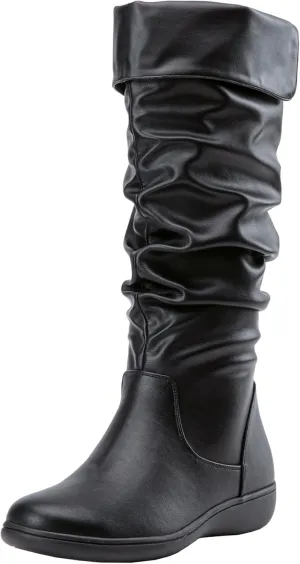 Vepose Women's Knee High Comfortable Boots Suede Slouch Flat Boots for Women